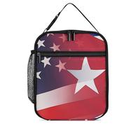 Cuba and U.S. Flag Lunch Bag Insulated Bento Box Tote Bags Portable Lunchbag for Women Men Work Picnic