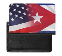 Cuba and U.S. Flag Passport Holder Travel Wallet Cover Case with Card Slot Organiser for Men Women