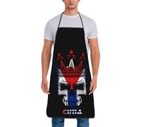 Cuba Cuban Flag And Skull Men Women Apron Professional Kitchen Apron Adjustable Chef Aprons For Restaurant Baking Painting