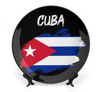 Cuba Cuban Flag Ceramic Decorative Plates for Display Ornaments with Stand for Kitchen Home Decor