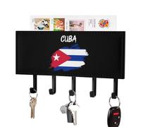 Cuba Cuban Flag Wall Mounted Key Holder Organizer with 5 Hooks Keys Hanger Rack Home Decor