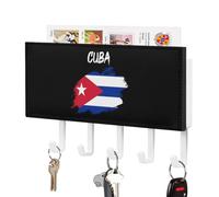 Cuba Cuban Flag Wall Mounted Key Holder Organizer with 5 Hooks Keys Hanger Rack Home Decor