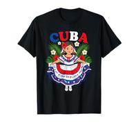 Cuba Cuban Girl Traditional Dress Tropical Flowers Heritage T-Shirt