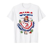 Cuba Cuban Girl Traditional Dress Tropical Flowers T-Shirt