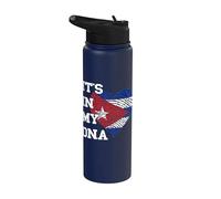 Cuba Cuban Pride Heart It's in My DNA Cuban Roots Cuban Flag Stainless Steel Insulated Water Bottle