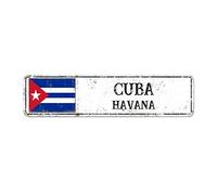 Cuba Custom Street Sign Cuba Flag Metal Sign Personalized Capital Country City Souvenir Aluminum Metal Sign Vintage Rustic Wall Art For Bedroom Cafe Bar Office Garage Indoor & Outdoor Decor 12x3in