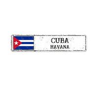 Cuba Custom Street Signs Metal Cuba Flag Metal Sign Personalized Capital Country City Souvenir Metal Sign Vintage Rustic Wall Art For Bedroom Cafe Bar Office Garage Indoor & Outdoor Decor 18x4in