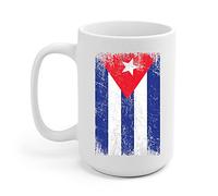 Cuba Distressed Vintage Cuba Flag Cuban Ceramic Coffee Mug For Men Women Travelers (White, 15 OZ)