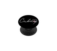 Cuba Elegant White Cursive with Heart and Cuban Flag PopSockets Adhesive PopGrip