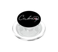 Cuba Elegant White Cursive with Heart and Cuban Flag PopSockets PopGrip for MagSafe