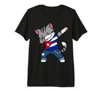 Cuba Flag Cat Dabbing Cuban Roots Premium T-Shirt