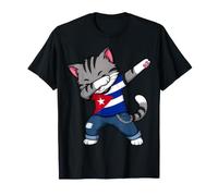 Cuba Flag Cat Dabbing Cuban Roots T-Shirt