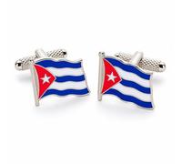 Cuba Flag Cufflinks for Men - Onyx Art CK980 Blue, White & Red Waving Cuban Flag Cuff Links with Lone Star, Cuban Wedding & Heritage Gift for Men & Boys, In Premier Life Packaging