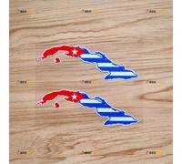 Cuba Flag Map Sticker Decal Vinyl - 2 Pack Reflective 12.7cm - for Car Boat Laptop Cup