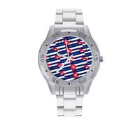 Cuba Flag Or Banner Business Watch for Men Metal Band Watches Casual Gift Three-Hand Wrist Watch for Boyfriend Father