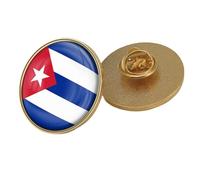 Cuba Flag Pin Badge - Novel Crystal Flag Word Print Novelty Brooches,Patriotic National Style Pin Badge Brooch Wedding Accessories For Clothes Round