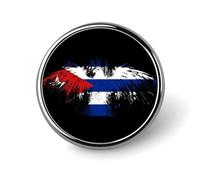Cuba Flag Round Metal Badge Lapel Pin,Stylish Patriotic Pattern Button Brooch Decorative Badges for Men Women