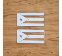 Cuba Flag Sticker Decal Vinyl Single Color - 2 Pack White 10.2cm - for Car Boat Laptop Cup No Background Die-Cut