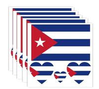 Cuba Flag Tattoos, Cuban Banner Tattoos Decoration Stickers, Rectangle Heart Waterproof Stickers for Party Parade Cuba (5 Sheets) Pack of 20