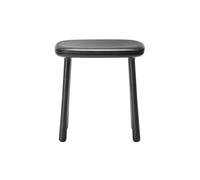 Cuba Footstool Black Lacquered Oak/Black Leather