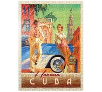 Cuba: Havana Shade, Vintage Poster - Premium 500 Piece Jigsaw Puzzle for Adults