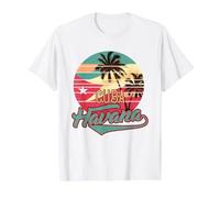 Cuba Havana Vintage Cuban Flag Palm Trees Sunset Value Graphic T-Shirt, Men, White, XL