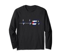 Cuba Heartbeat EKG Pulse Cuban Pride Heart Cuban Flag Long Sleeve T-Shirt