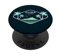 Cuba Island Palm Trees Holiday in Havana Caribbean Souvenir PopSockets Adhesive PopGrip