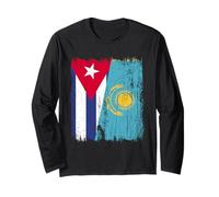 Cuba Kazakhstan Half Flag Cuban Kazakh Jersey Long Sleeve T-Shirt