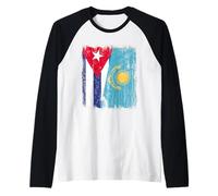 Cuba Kazakhstan Half Flag Cuban Kazakh Jersey Raglan Baseball Tee