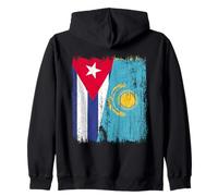 Cuba Kazakhstan Half Flag Cuban Kazakh Jersey Zip Hoodie