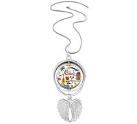 Cuba Landscap Animals National Flag Pendant Angel Wings Rotating Necklace Jewelry