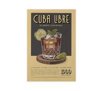 Cuba Libre Cocktail Print, Cuba Libre Cocktail Poster, Rum And Coke Wall Art, Bar Prints, Vintage Drink Decor for Home Bar 24x36inch(60x90cm) Unframe