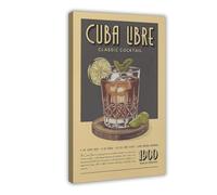 Cuba Libre Cocktail Print, Cuba Libre Cocktail Poster, Rum And Coke Wall Art, Bar Prints, Vintage Drink Decor for Home Bar 20x30inch(50x75cm) Frame