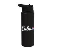 Cuba Love Script Heart Flag Patriotic Design Stainless Steel Insulated Water Bottle