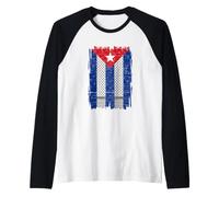 Cuba Palestine Flag Cuban Palestinian Heritage keffiyeh Raglan Baseball Tee