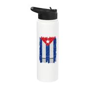 Cuba Palestine Flag Cuban Palestinian Heritage keffiyeh Stainless Steel Insulated Water Bottle