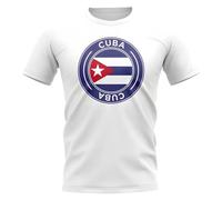 Cuba Personalised Football Badge T-Shirt in White | Size: Medium Cuba White M