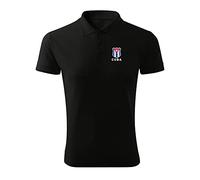 Cuba Revolution Flag Black Embroidered Design Original Logo Polo Pique Shirt Premium Class Men Size XL