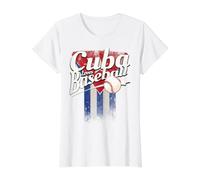 Cuba Shirt Baseball Fan Cuban Flag Value Graphic T-Shirt, Women, White, M