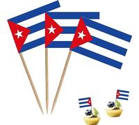 Cuba Toothpick Flag Cuban Small Mini Cocktail Fruit Cupcakes Toppers Food Stick Flags Decorations,100 Pack