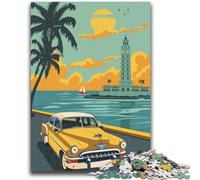 Cuba Travel Poster Puzzles for Teenagers Teens 1000pc Puzzle, Suitable for Ages 14 And Up Toy Wall Decor Birthday And Unique Gifts 1000pcs(26x38cm)