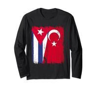 Cuba Turkey Half Flag Turkiye Cuban Turkish Heritage Long Sleeve T-Shirt