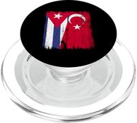 Cuba Turkey Half Flag Turkiye Cuban Turkish Heritage PopSockets PopGrip for MagSafe
