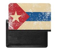 Cuba Vintage Flag Leather Passport Holder Compact ID Card Cover Case Slim Travel Wallet for Men Women
