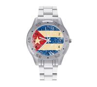 Cuba Vintage Flag Men's Business Watch with Stainless Strap Fashion Easy Reader Wristwatch Gifts for Men