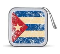 Cuba Vintage Flag Portable CD Case 40 Capacity DVD Collection Holder Zipper Storage Wallet for Car Home Travel