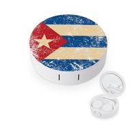 Cuba Vintage Flag Round Travel Contact Lens Kit with Mirror