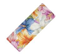 Cuba White Ginger Lily Beauty Summer Flower printed thin yoga mat natural rubber non slip,Thick 1 mm with carrying bag tapete para ejercicio 71x26 inches For floor