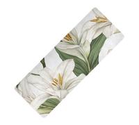 Cuba White Ginger Lily Beauty Summer Flowers printed yoga exercise mat natural rubber non slip,Thick 1 mm with yoga mat bag carrier tapete para ejercicio 71x26 inches for outdoor